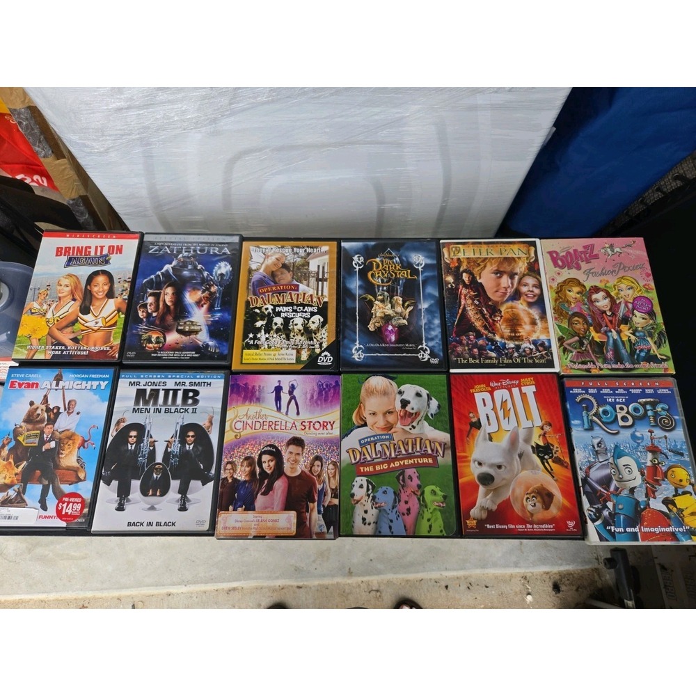 12 Set Lot, MIIB, Bring It On, Peter Pan, Robots, Cinderella, Dalmatian And More